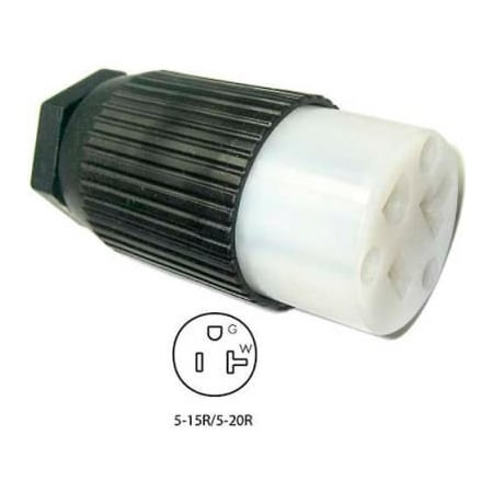 Conntek Conntek 60201, 15 to 20-Amp Straight Blade Connector with NEMA 5-15/20R Female End, 2 Pole-3 Wire 60201